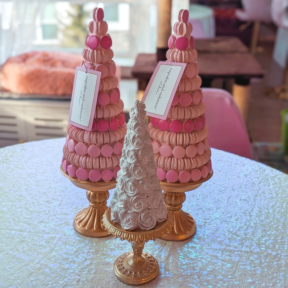 Cupcakes and Cashmere Valentines Day Pastel macaron Trees and White Rosette Tree
